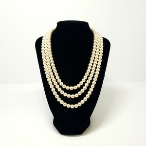 Kohl's Occasion Womens 3 Layered Faux Pearl Wedding Bridesmaid Necklace